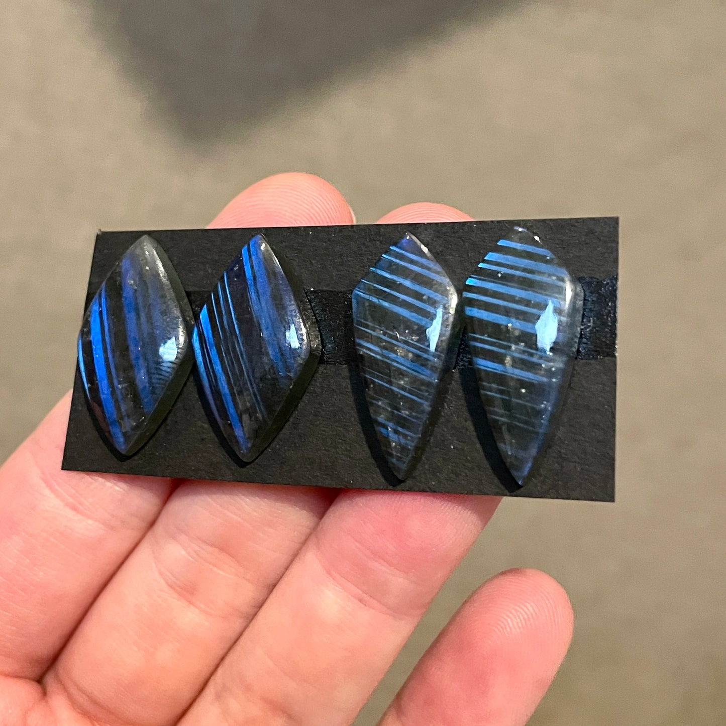 Blue Labradorite Cabochon Pairs (Unique Stripe Flash) - Choose your Pair (W8)