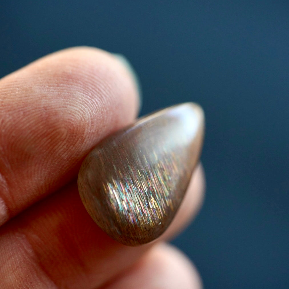 Rainbow 'Meteor Shower' Sunstone Teardrop Cabochon (W2)