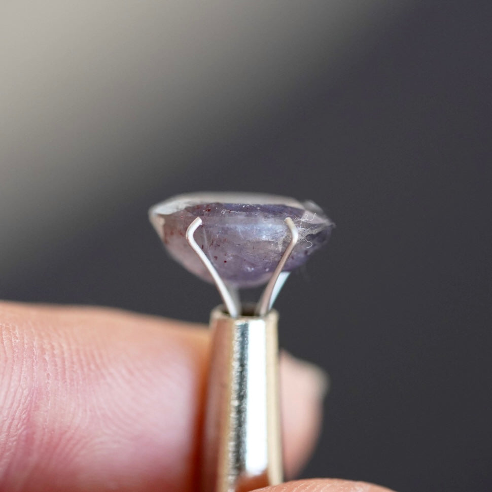 Rainbow Confetti Bloodshot Iolite Faceted Oval (Pavilion Back) (A2) 13x9.6mm