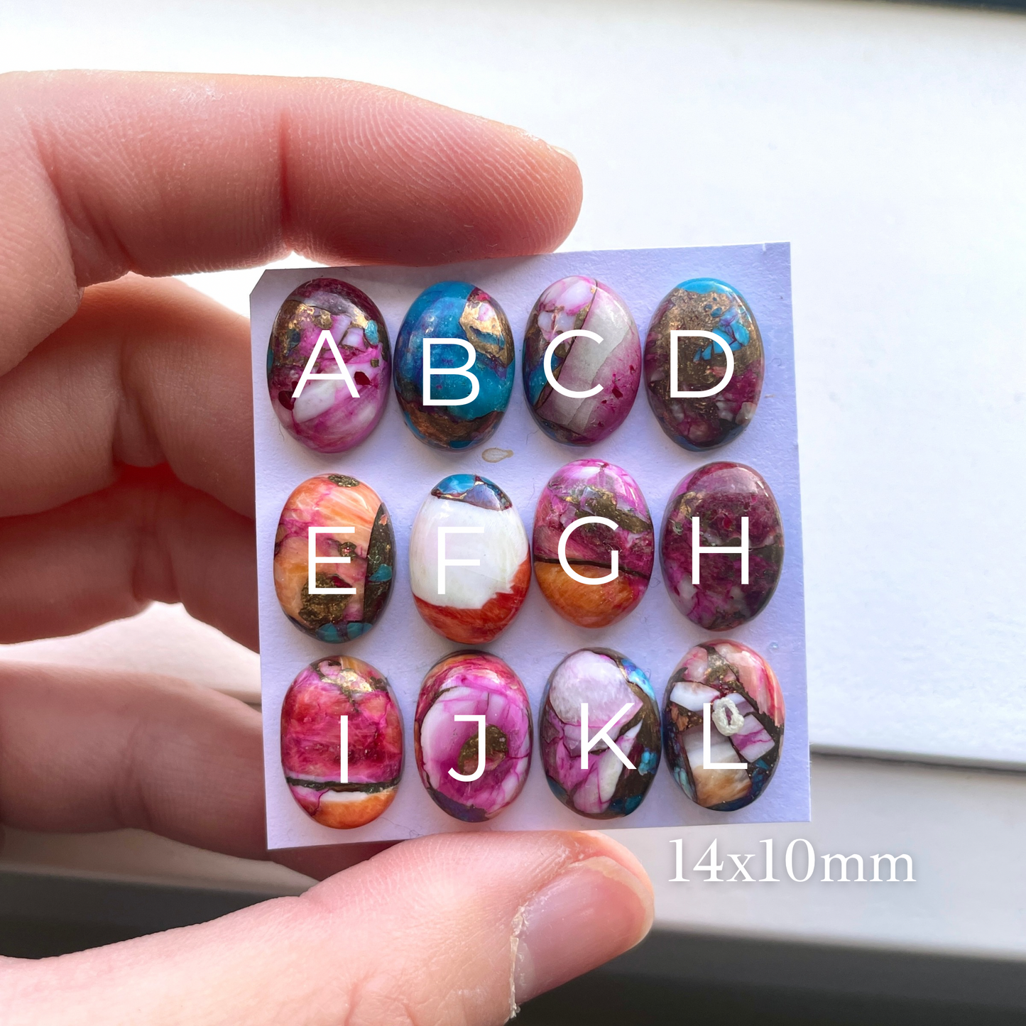 14x10mm Pink Spiny Oyster Copper Turquoise Oval Cabochon Smooth - Choose your Stone (W5)
