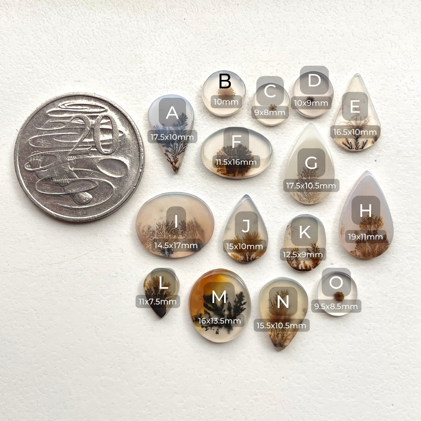 9-19mm Scenic Dendritic Agate Cabochon Smooth - Choose your Stone (G)