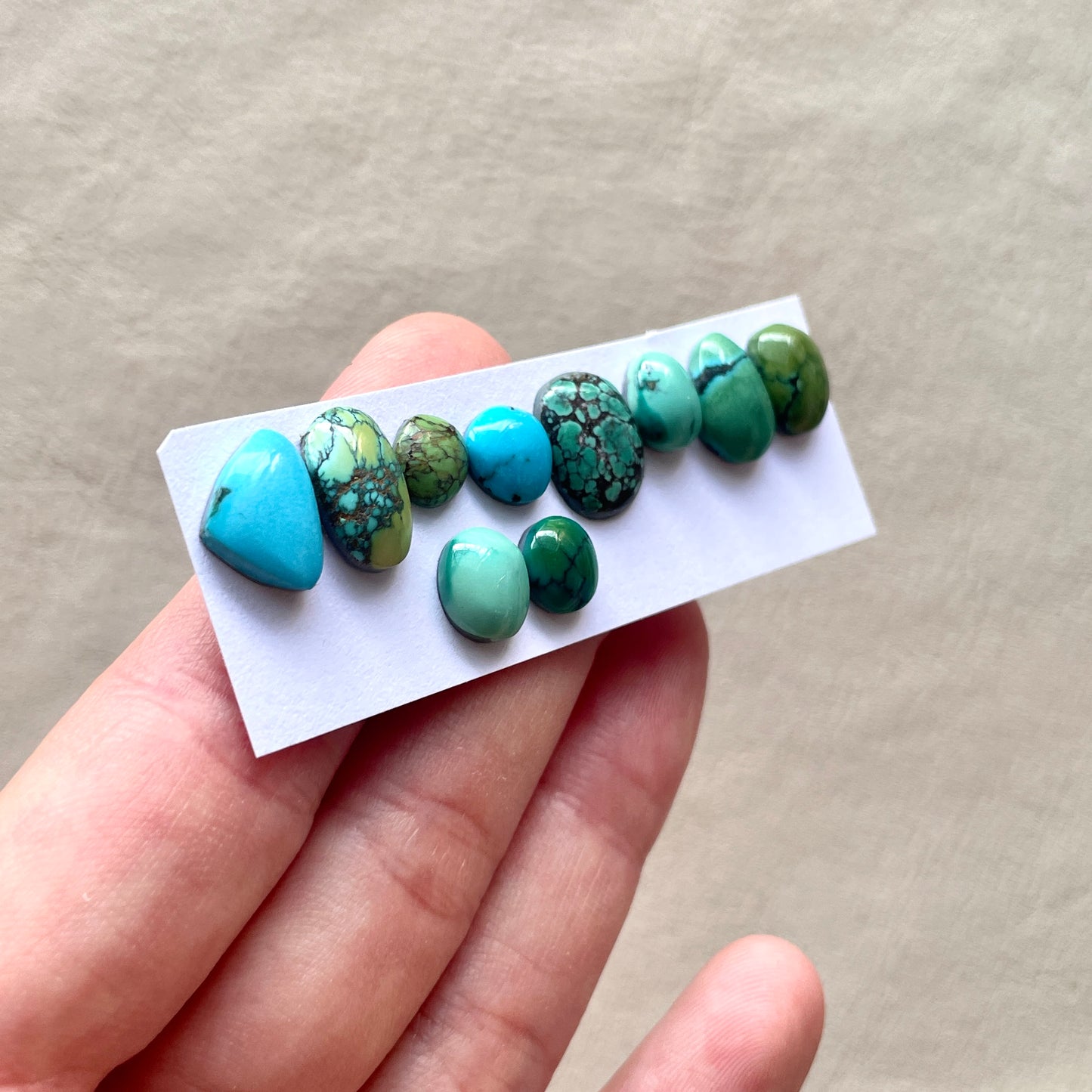7-12mm Hubei Turquoise Cabochon Smooth (Backed) - Choose your Stone (W3)