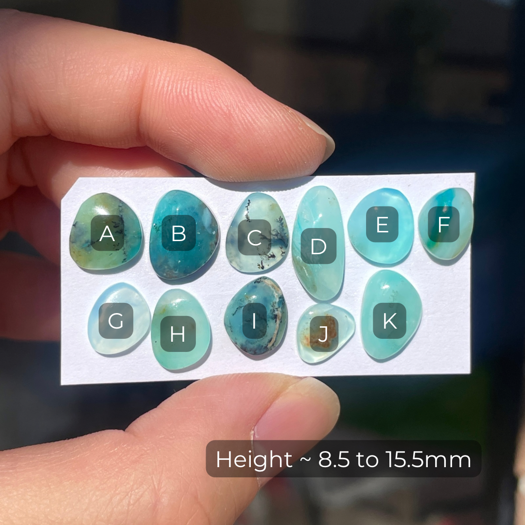 8-16mm Peruvian Blue Opal Cabochon Smooth - Choose your Stone (W9)