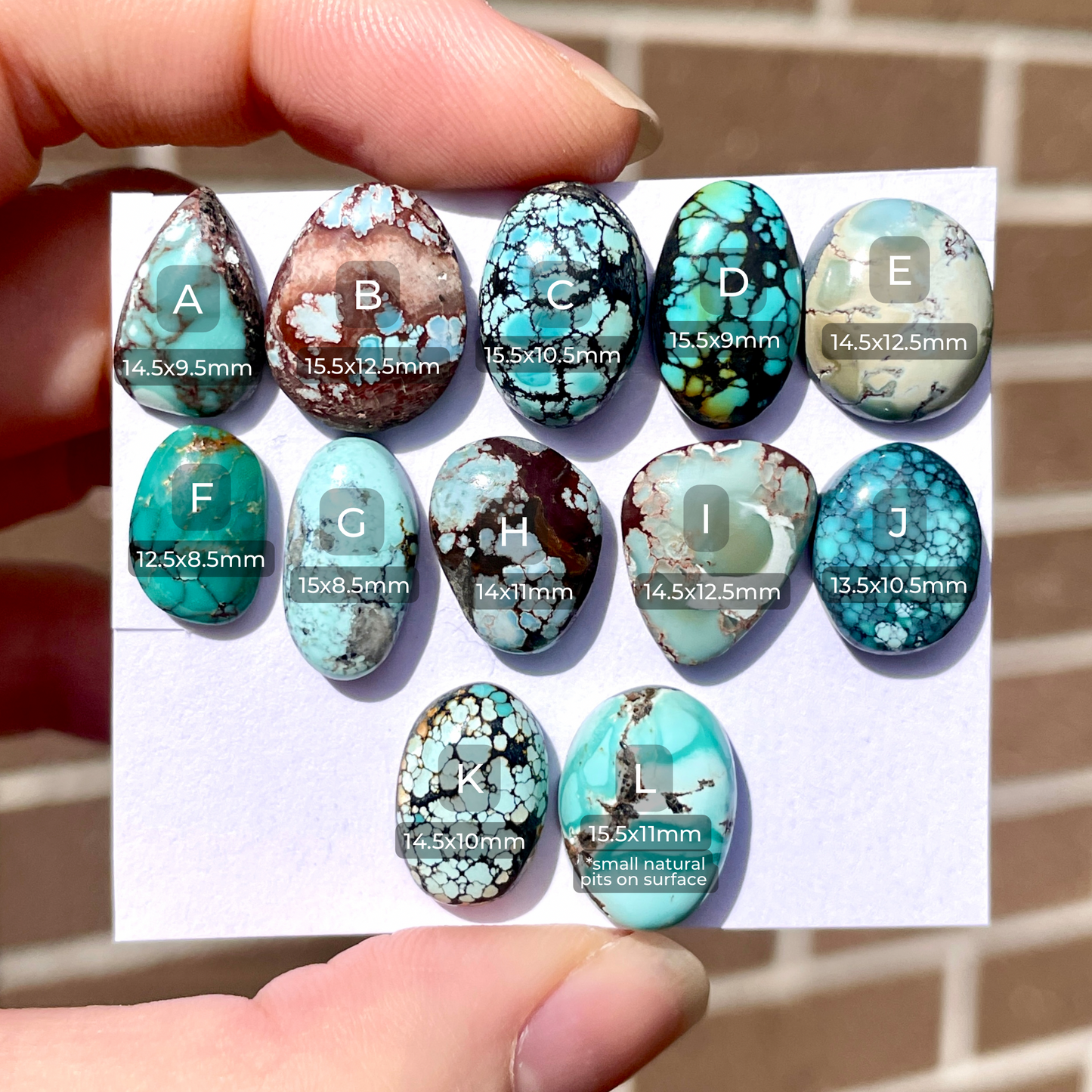 12-16mm Hubei Turquoise Cabochon Smooth (Backed) - Choose your Stone (B-W5)
