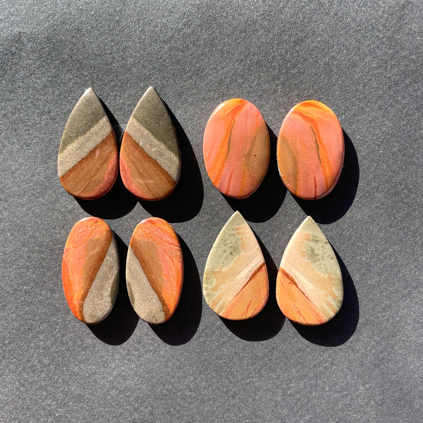 Polychrome Jasper Cabochon Pairs - Choose your Pair (A)(W3)
