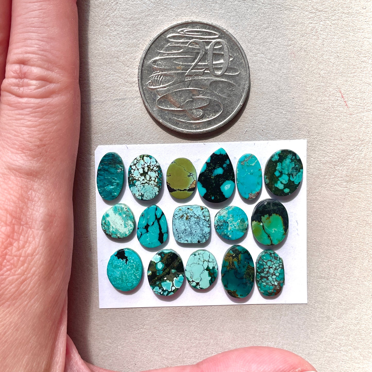 9-14mm Tibetan Turquoise Cabochon Smooth - Choose your Stone (W11)