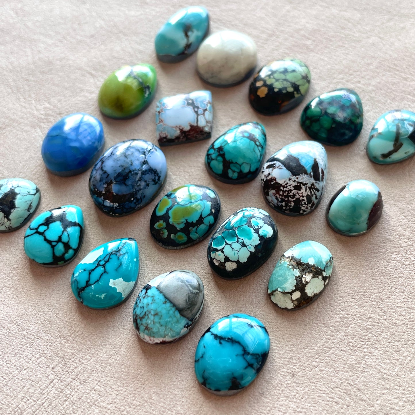 11-17mm Hubei Turquoise Cabochon Smooth (Backed) - Choose your Stone (C3-W4)