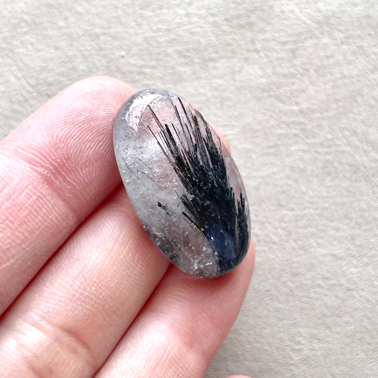 Black Rutilated Quartz Oval Cabochon - 30.5x18mm - W6