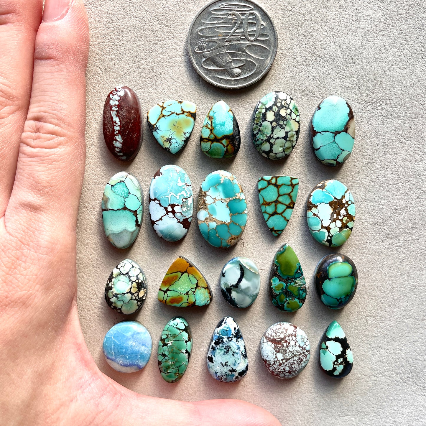 17-25mm Hubei Turquoise Cabochon Smooth (Backed) - Choose your Stone (B-W10)