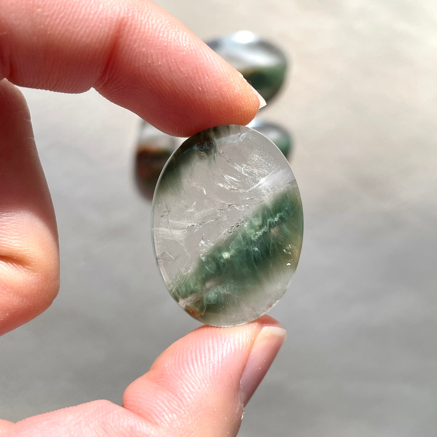 Green Phantom Garden Quartz (with Hematite) Cabochon Smooth - Choose your Stone (W2)