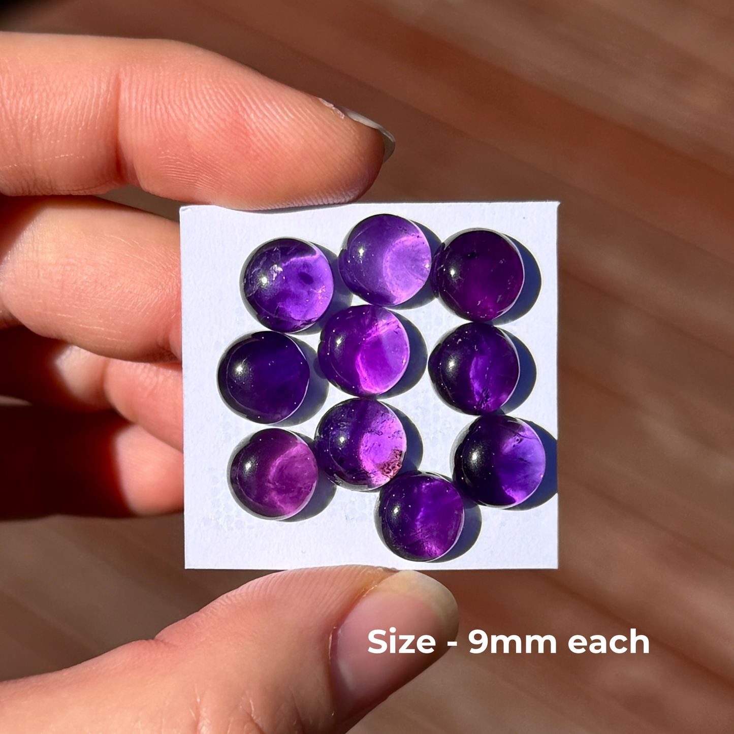 9mm Purple Amethyst Round Cabochons Smooth - Set of 2 (W2)