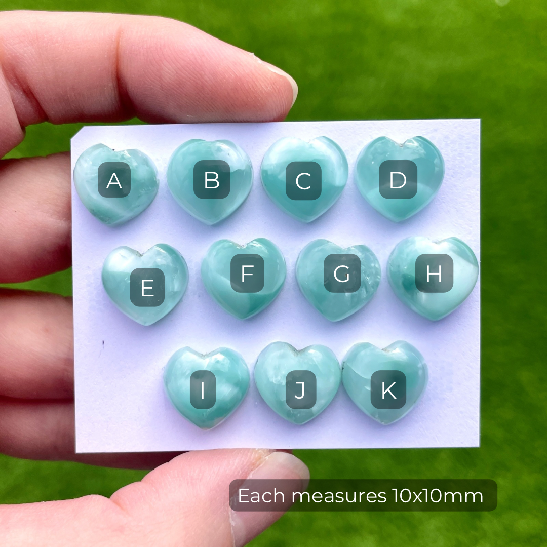 10x10mm Green Hemimorphite Heart Briolette Beads (Flat back) - Choose your Stone (W10)