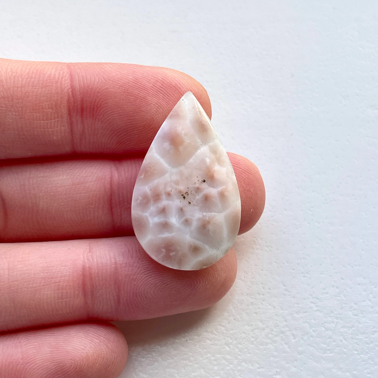 Natrolite/Pink Larimar Teardrop Cabochon Smooth (B)