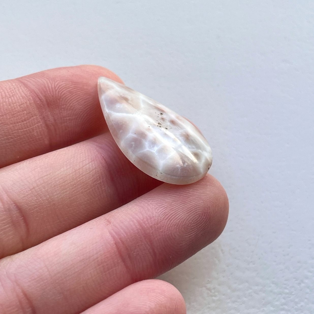 Natrolite/Pink Larimar Teardrop Cabochon Smooth (B)