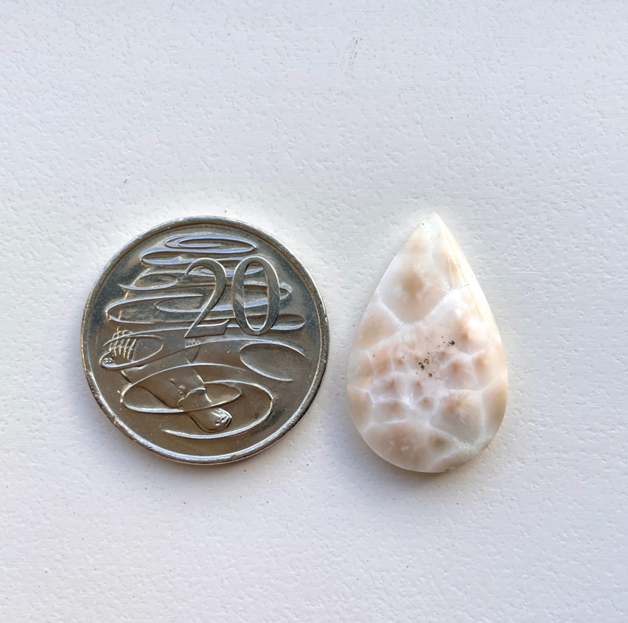 Natrolite/Pink Larimar Teardrop Cabochon Smooth (B)