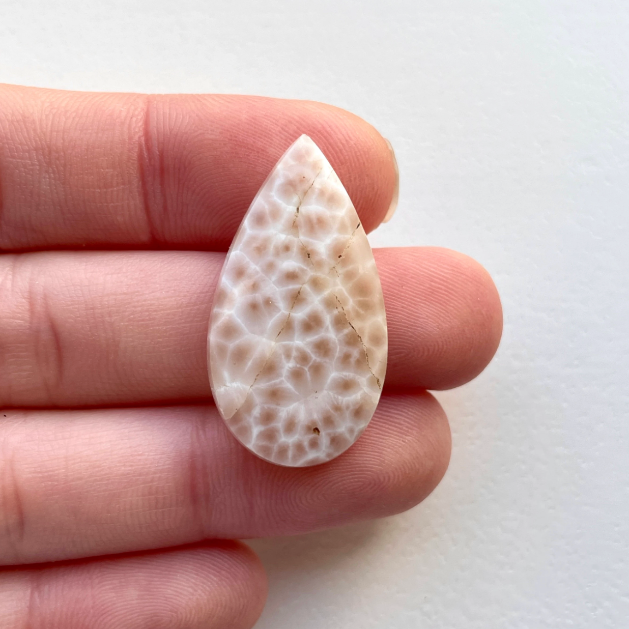 Natrolite/Pink Larimar Teardrop Cabochon Smooth (F)