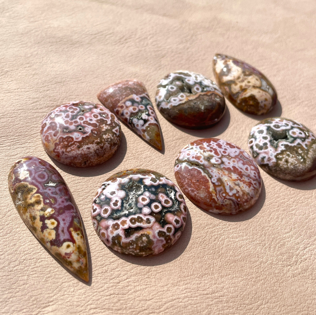 Orbicular River Jasper Druzy Cabochon Smooth - Choose your Stone (E8)