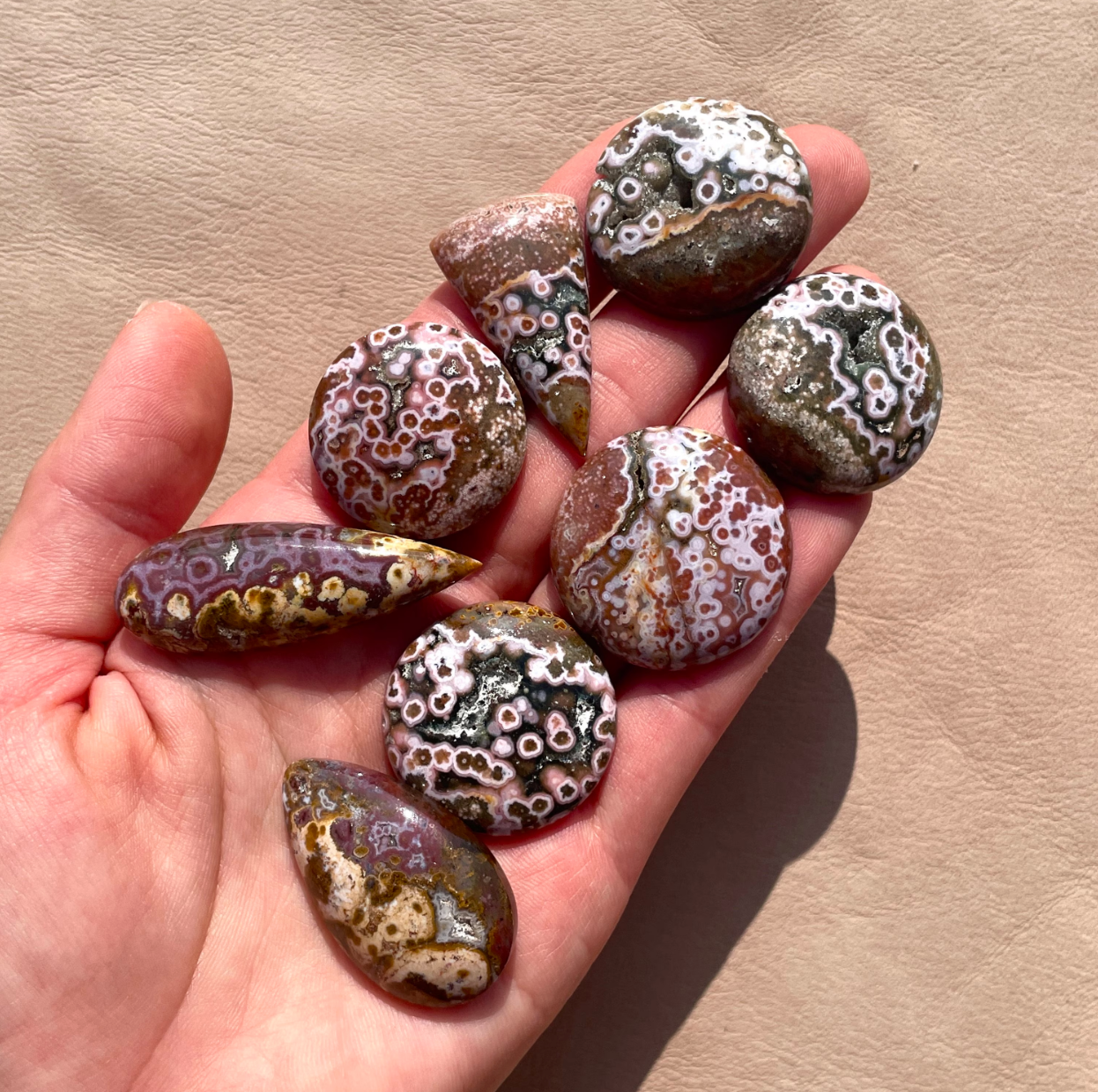 Orbicular River Jasper Druzy Cabochon Smooth - Choose your Stone (E8)