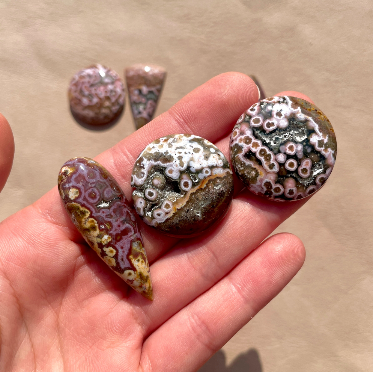 Orbicular River Jasper Druzy Cabochon Smooth - Choose your Stone (E8)
