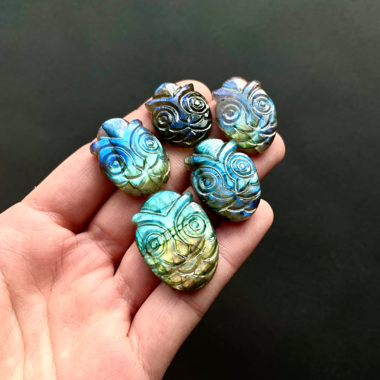 Labradorite Owl Carved Cabochon - Choose your Stone