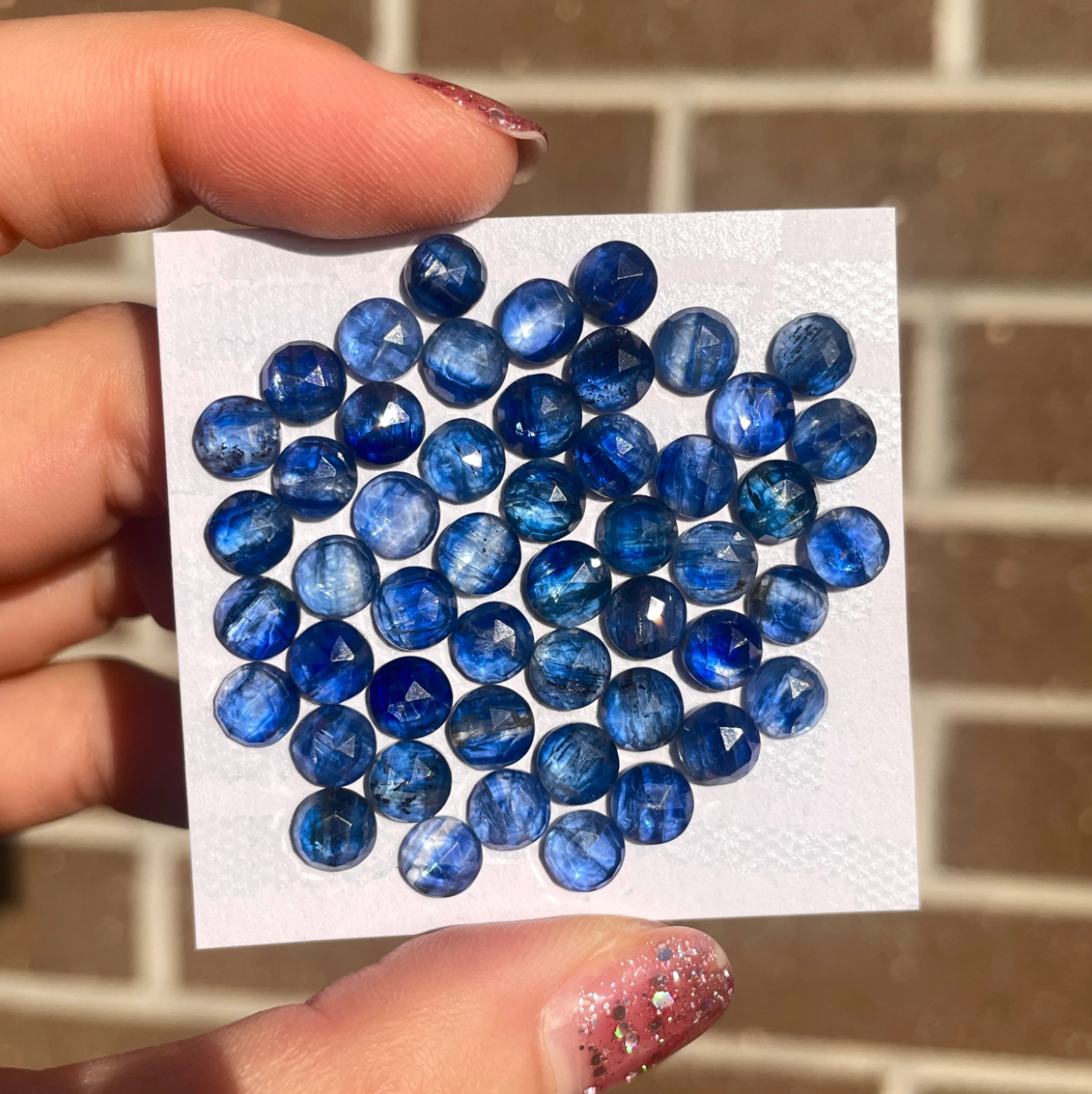 6mm Indigo Blue Kyanite Cabochons Rose Cut - Set of 3