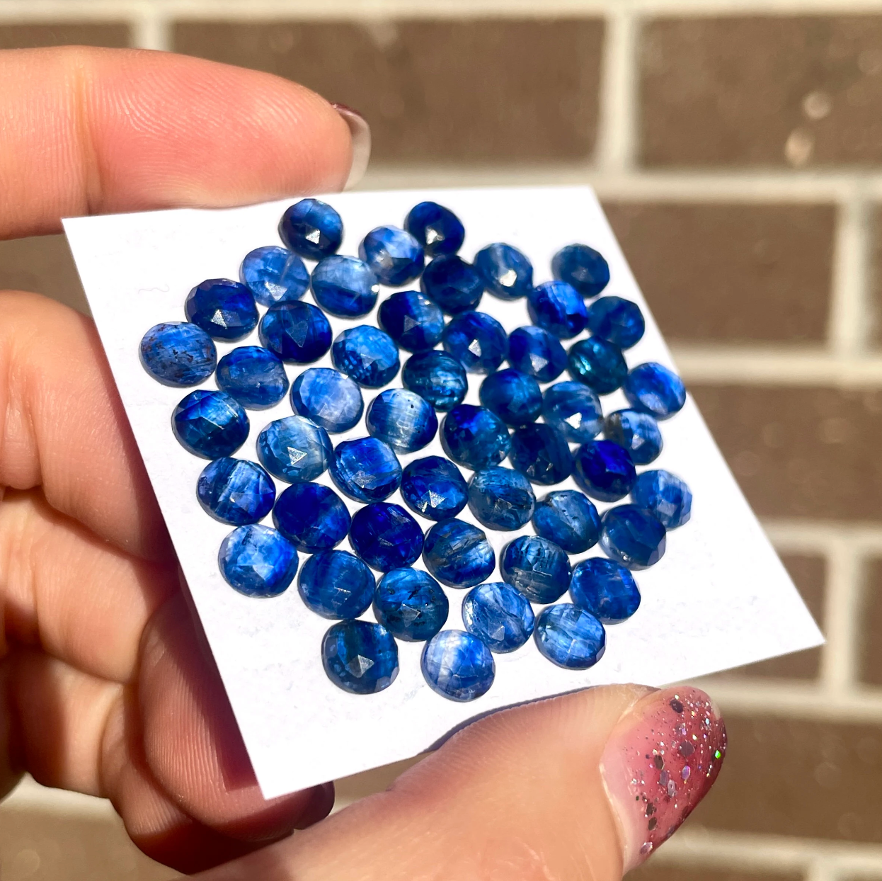 6mm Indigo Blue Kyanite Cabochons Rose Cut - Set of 3