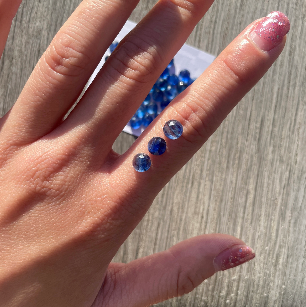 6mm Indigo Blue Kyanite Cabochons Rose Cut - Set of 3