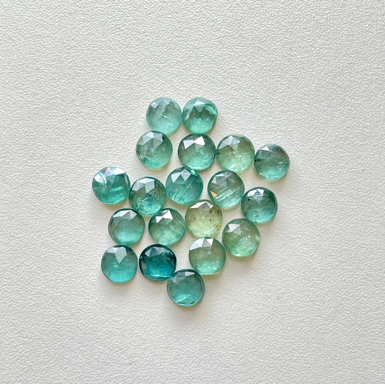6mm Emerald & Mint Kyanite Cabochons Rose Cut - Set of 3