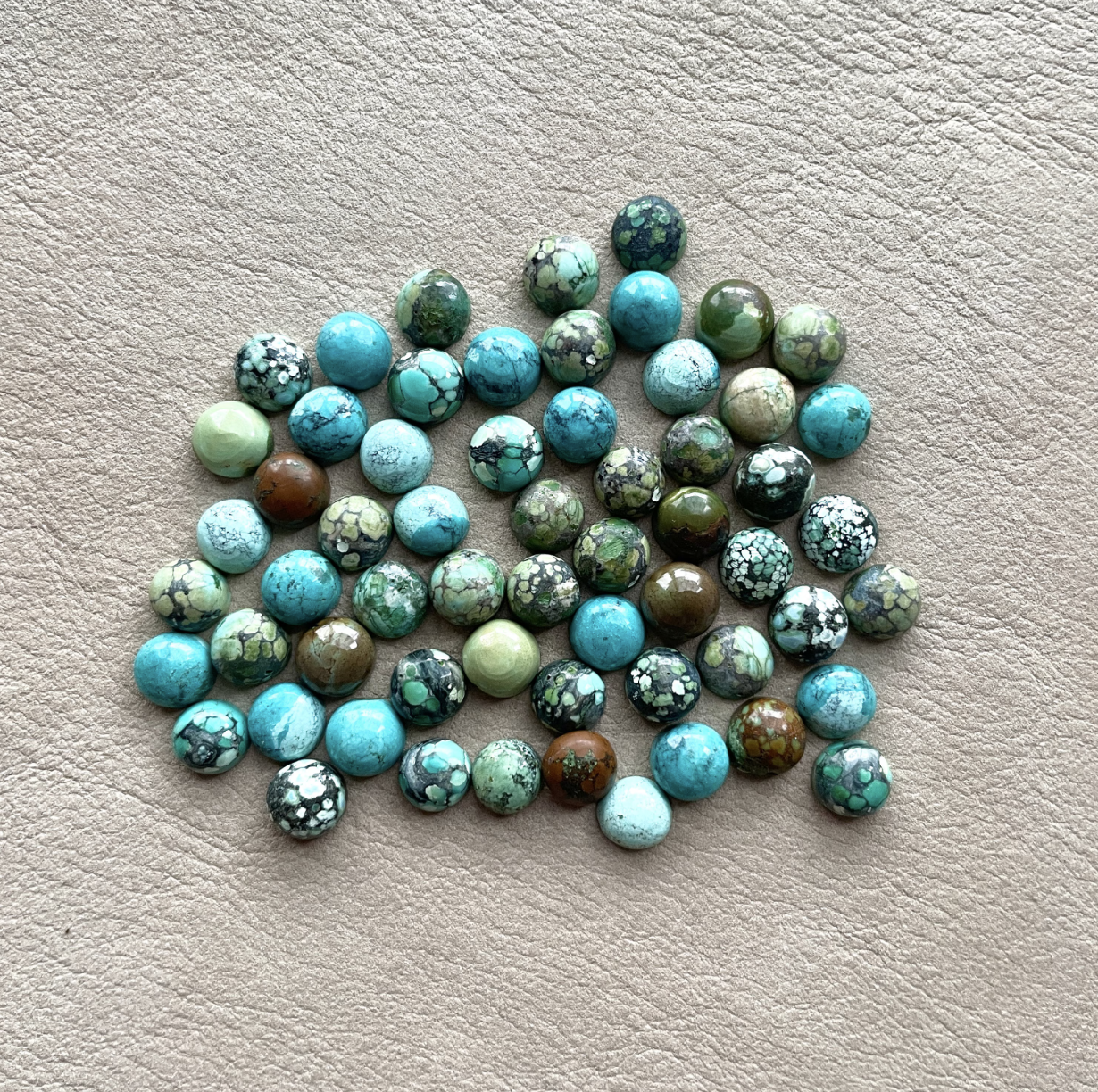 6mm Tibetan Turquoise Cabochons Smooth - Set of 3