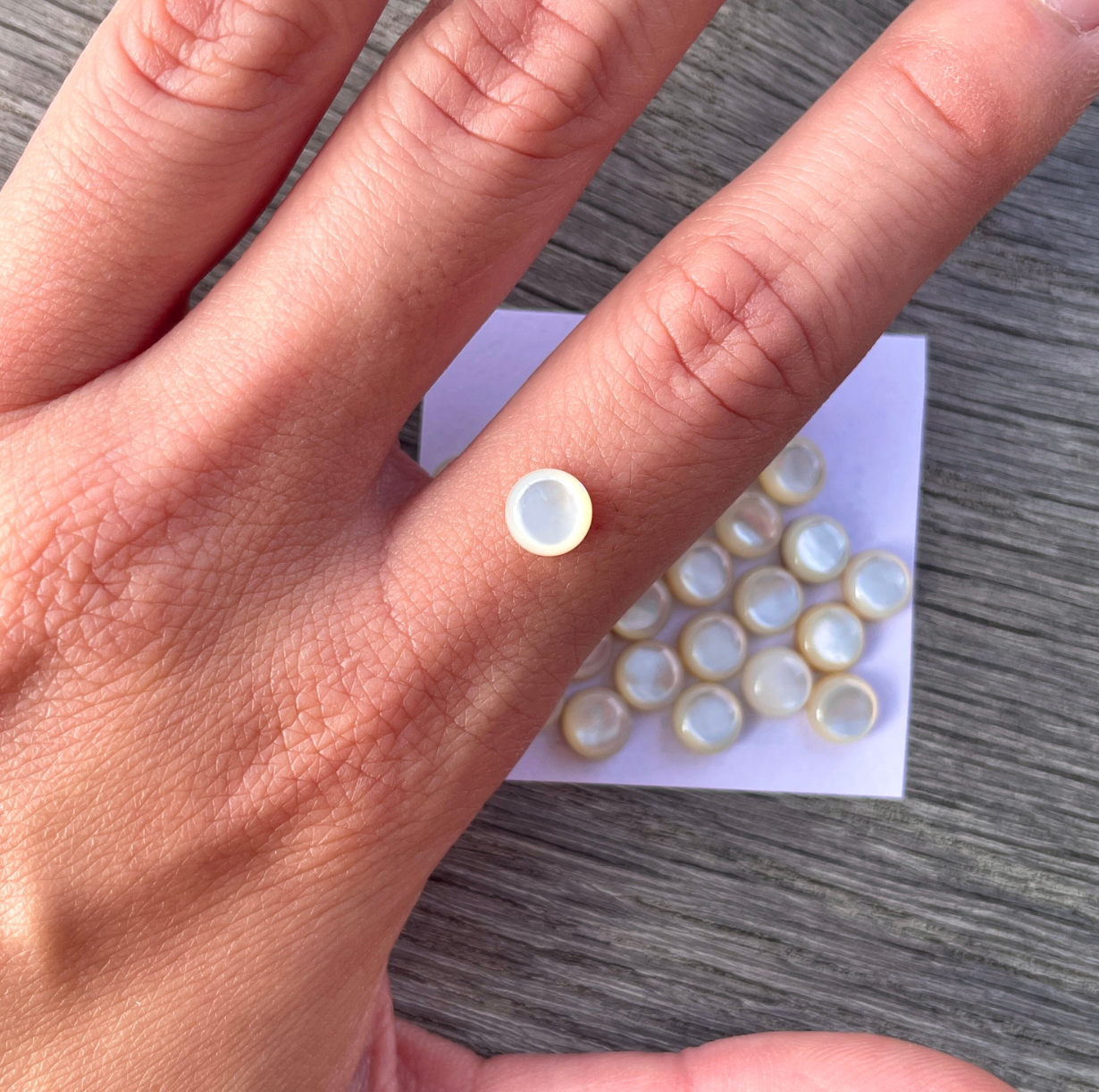 6mm Freshwater Pearl (Ivory) Cabochons Smooth - Set of 3 (E13)