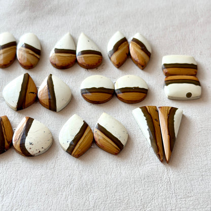 Ivory/Cream Polychrome Jasper Cabochon Pairs - Choose your Pair (W9)