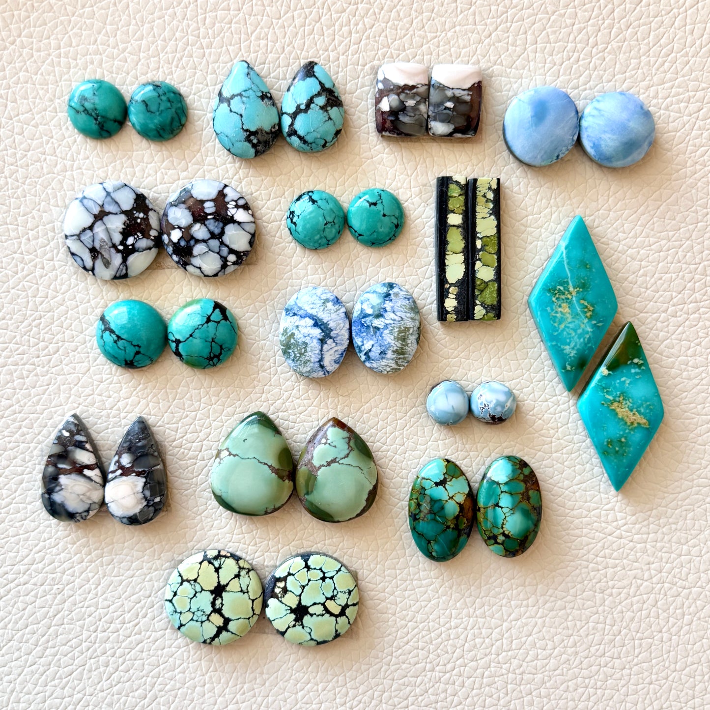 7-29mm Hubei Turquoise (Backed) Cabochon Pairs - Choose your Pair (W1)