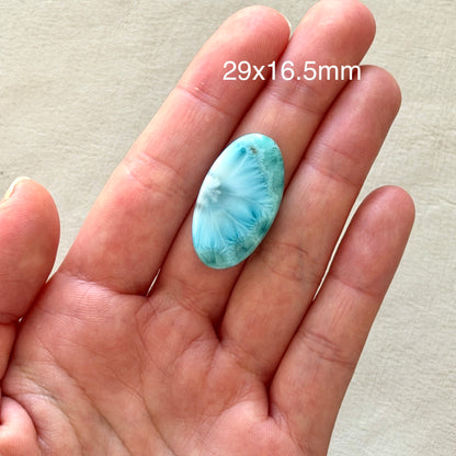 ‘Half Daisy' Larimar Oval Cabochon - 29mm x 16.5mm (W16)