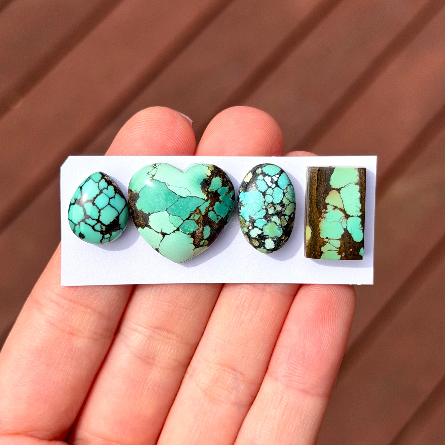 13-19mm Green Hubei Turquoise Cabochon Smooth (Backed) - Choose your Stone (W13)
