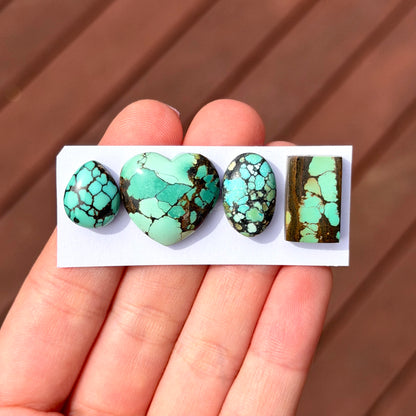 13-19mm Green Hubei Turquoise Cabochon Smooth (Backed) - Choose your Stone (W13)