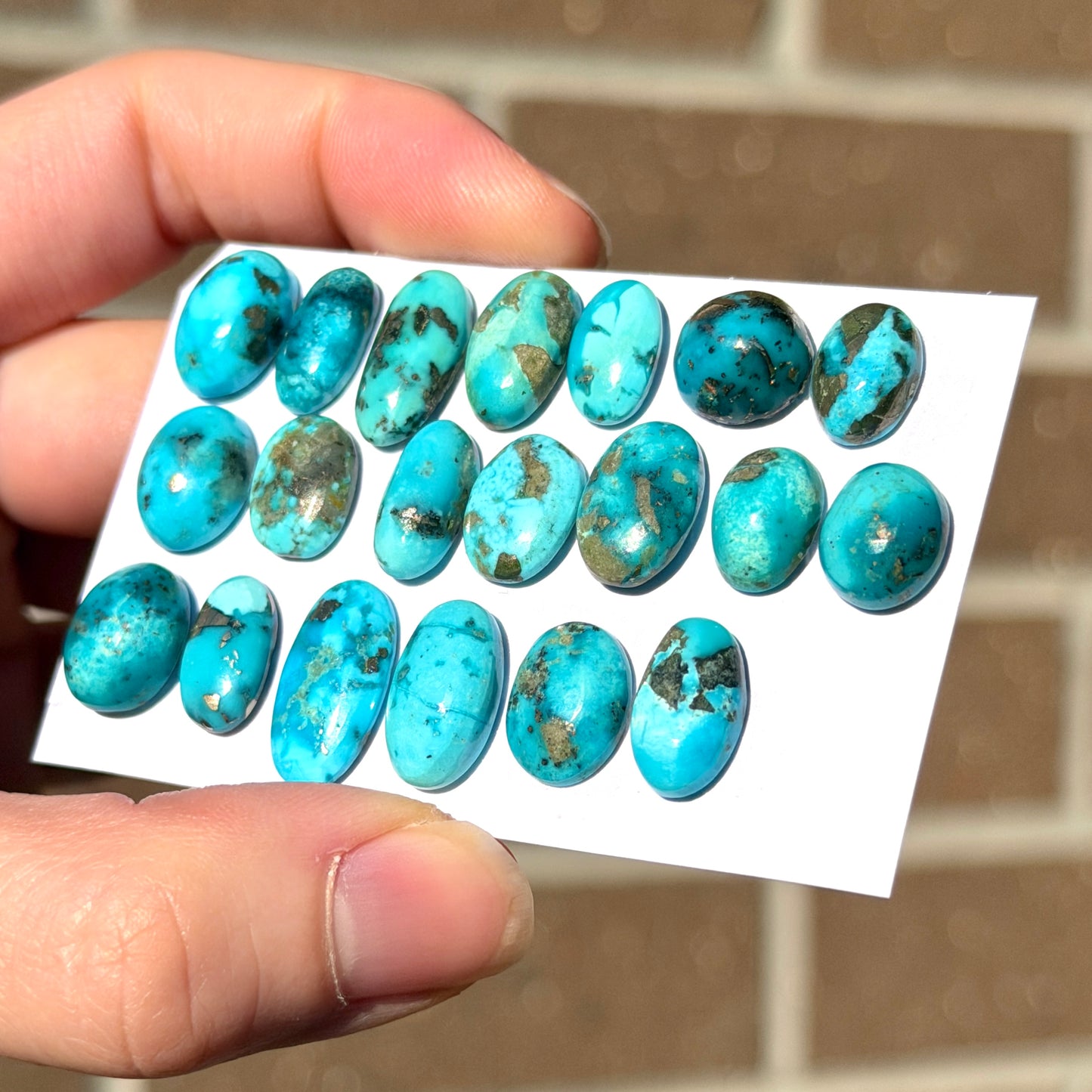 10-17mm Mini Morenci Turquoise with Pyrite Cabochon Smooth - Choose your Stone (W16)