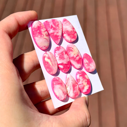 White/Pink Plume Agate Doublet Cabochon Smooth - Choose your Stone (W12)