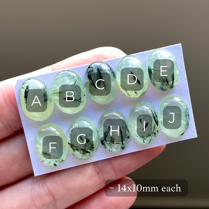 Prehnite (with Epidote inclusions) Oval Cabochon Smooth (14x10mm) - Choose your Stone (W7)
