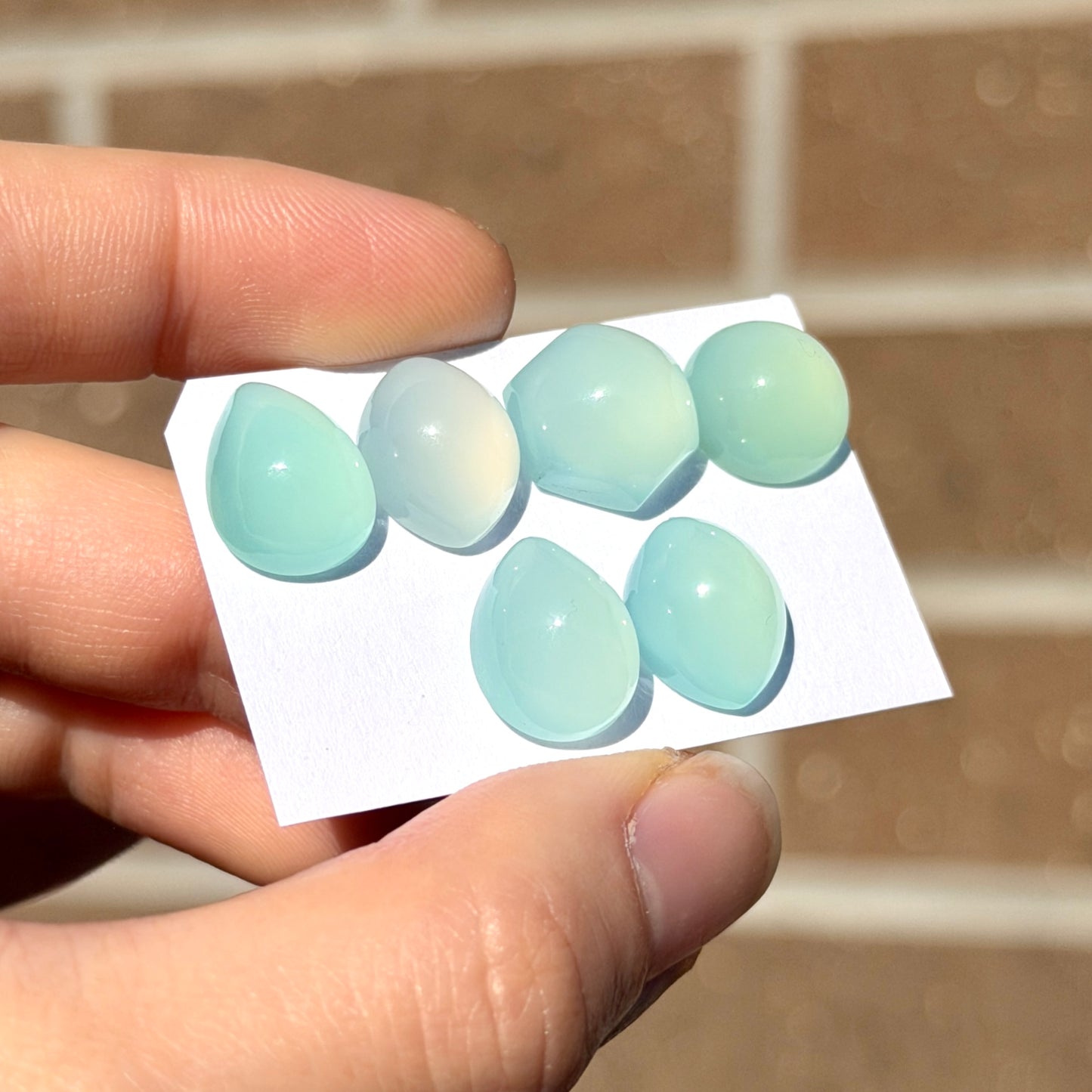 12-14mm Aqua Chalcedony Cabochon (High Dome) Smooth - Choose your Stone (W12)