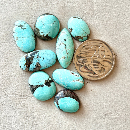 Pale Blue Hubei Turquoise Cabochon Smooth (Backed) - Choose your Stone (W12)