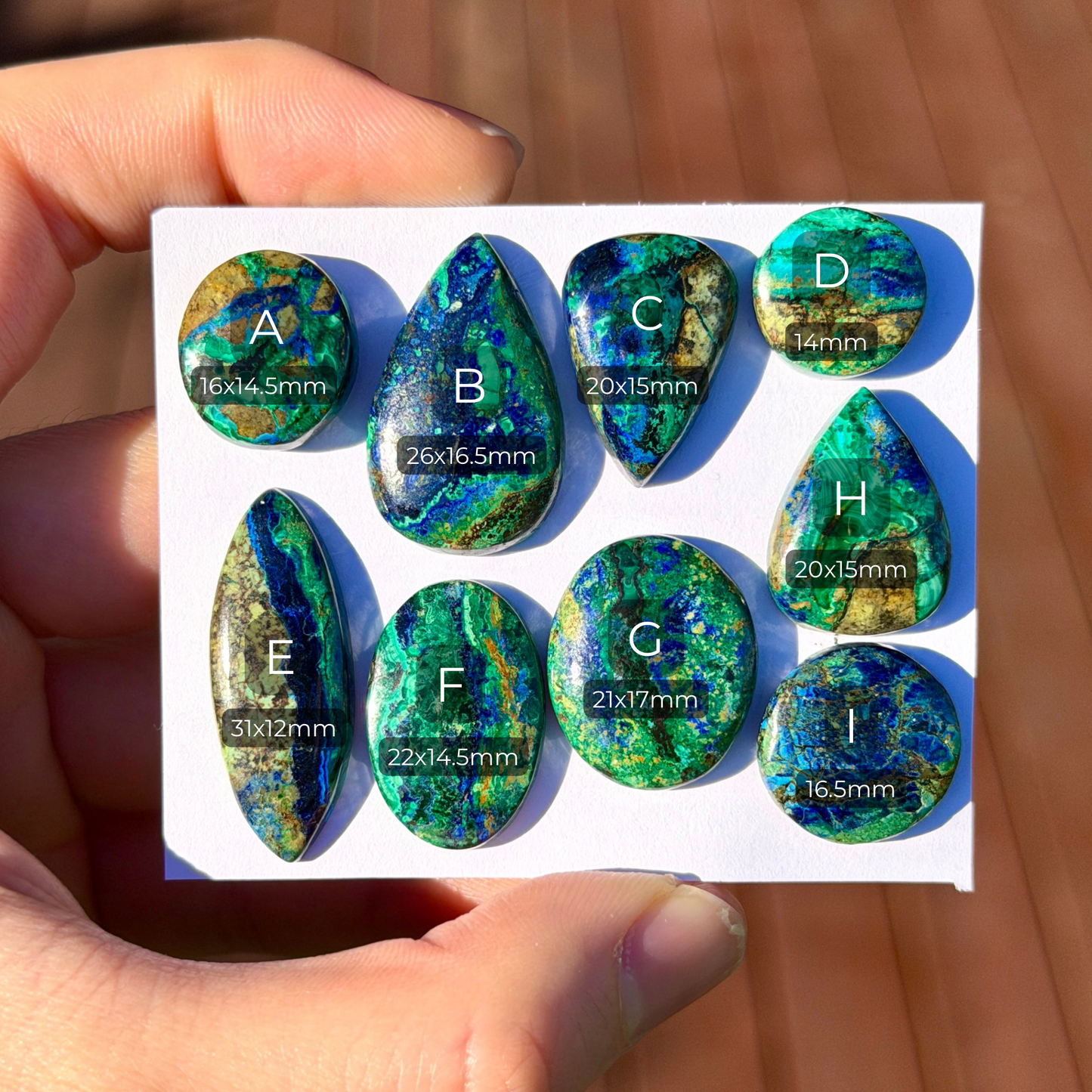 14-31mm 'Scenic' Azurite Malachite Cabochon Smooth - Choose your Stone (W14)