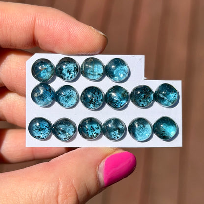 8mm Teal Moss Kyanite round Cabochon Smooth - Choose your Stone (W13)