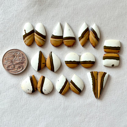 Ivory/Cream Polychrome Jasper Cabochon Pairs - Choose your Pair (W9)