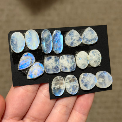 12-17mm Rainbow Moonstone Cabochon Pairs - Choose your Pair (W16)