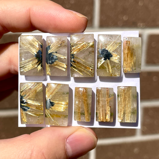 'Starburst' Golden Rutilated/Rutile Quartz Rectangle Cabochon Smooth - Choose your Stone (W4)