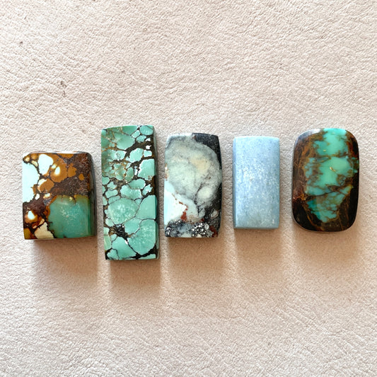 Hubei Turquoise Rectangle Cabochon Smooth (Backed) - Choose your Stone (W8)