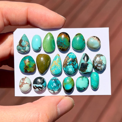 9-14mm Hubei Turquoise Cabochon Smooth (Backed) - Choose your Stone (W6)