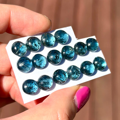 8mm Teal Moss Kyanite round Cabochon Smooth - Choose your Stone (W13)