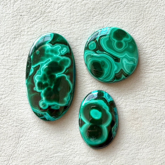 ‘Cosmic’ Pattern Malachite Cabochon Smooth - Choose your Stone (W12)