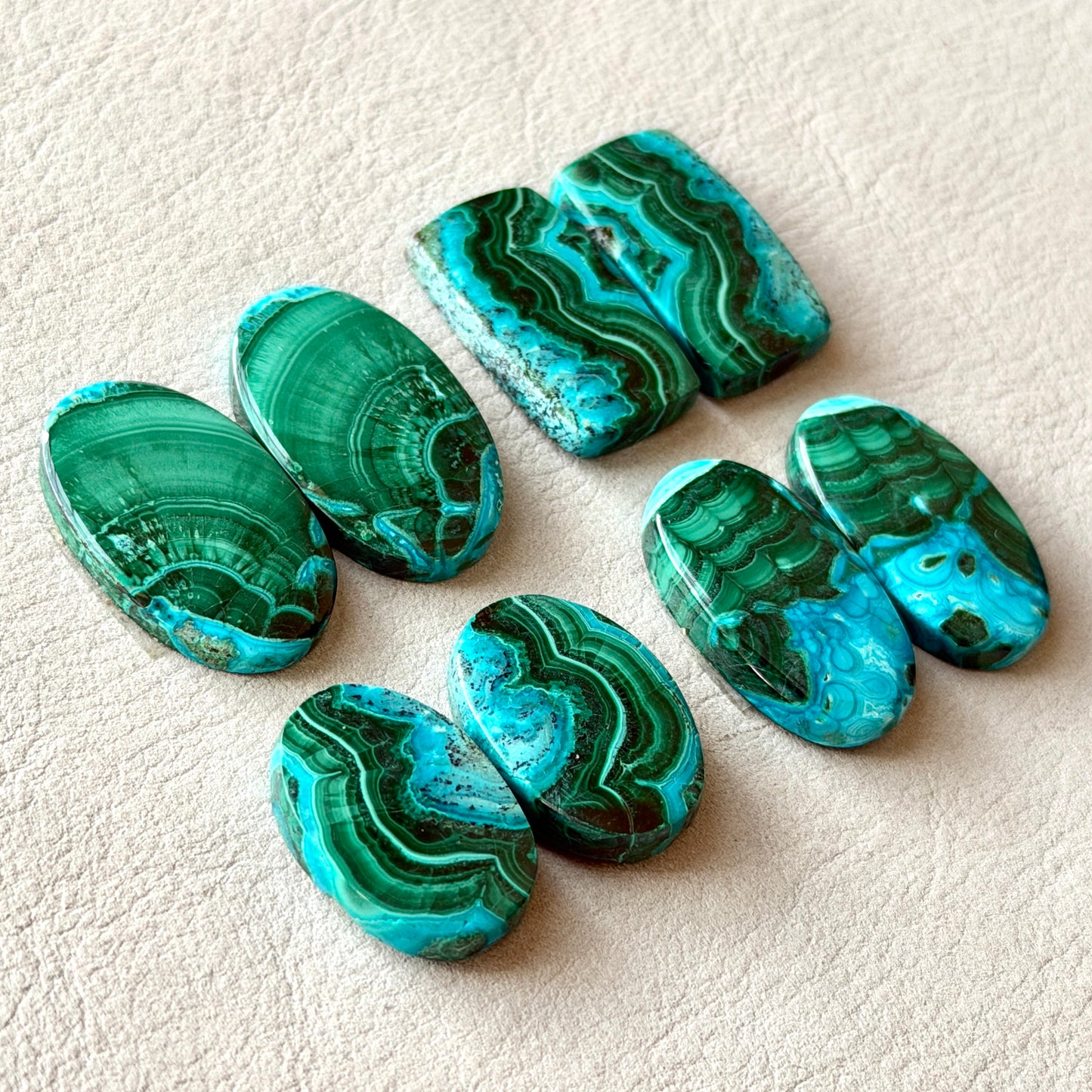 Malachite Chrysocolla Cabochon Pairs - Choose your Pair (W12)